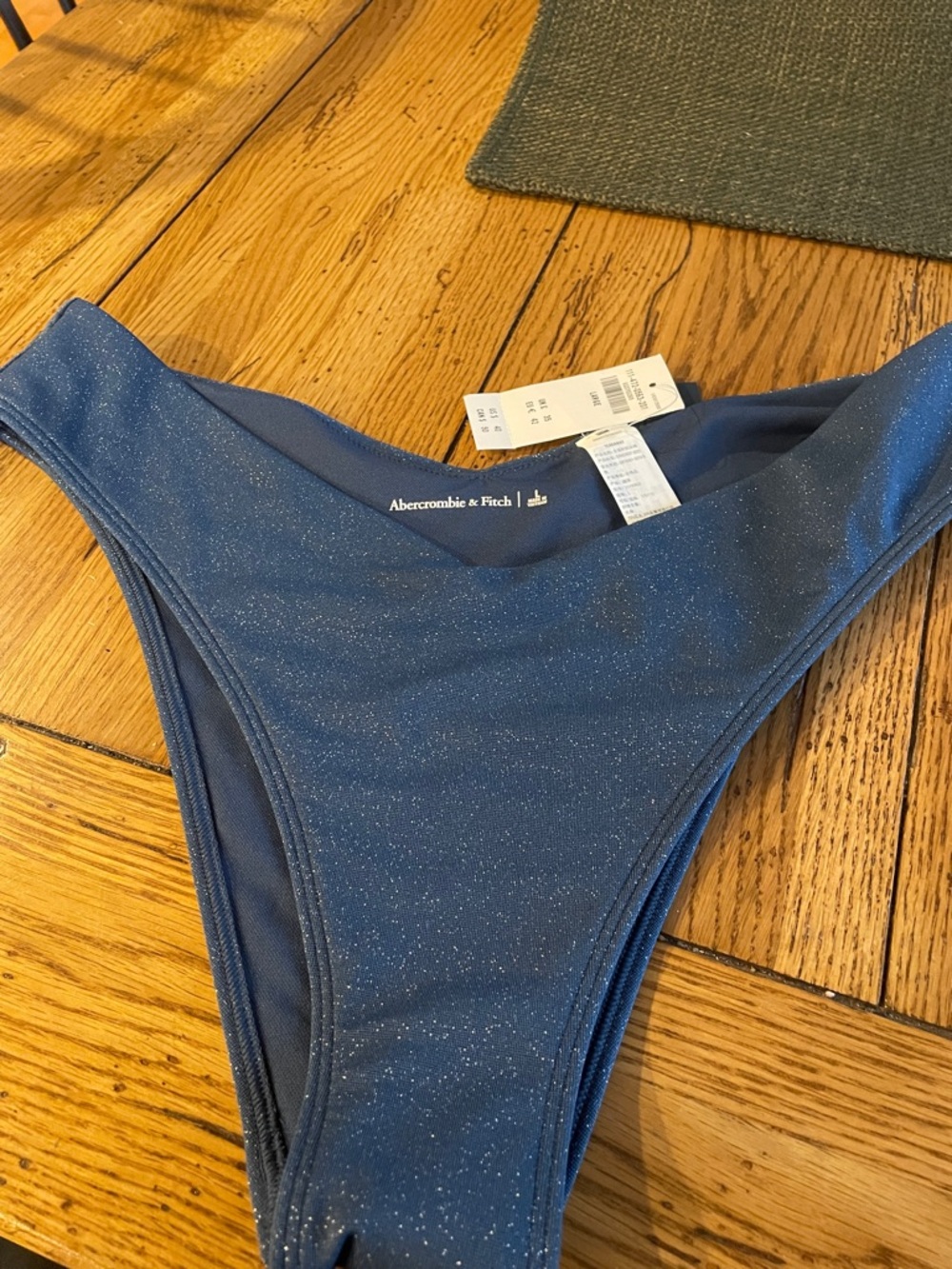 Abercrombie & Fitch Navy Shimmer High-Cut Bikini Bottom
